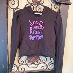 American Girl - Janie + Jack Black Hoodie with Purple Accents
